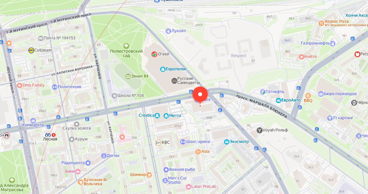 Карта с зоной обслуживания locks-pro